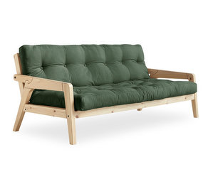 Grab Futon Sofa, Olive Green / Pine, W 200 cm Grab Futon Sofa, Olive Green / Pine, W 200 cm