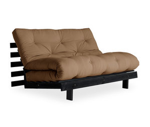 Roots Futon Sofa, Mocca/Black, W 140 cm
