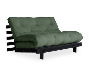 Roots Futon Sofa, Olive Green / Black, W 140 cm