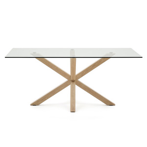 Argo-ruokapöytä, kirkas lasi / puunvärinen teräs, 180 x 100 cm Argo-ruokapöytä, kirkas lasi / puunvärinen teräs, 180 x 100 cm