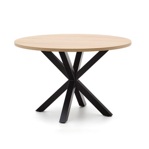 Argo-ruokapöytä, tammenvärinen melamiini / musta, ⌀ 120 cm