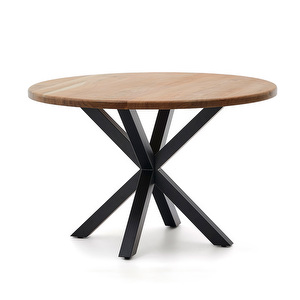 Argo-ruokapöytä, akaasia/musta, ⌀ 120 cm