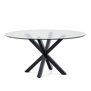Argo-ruokapöytä, kirkas lasi / musta, ⌀ 150 cm