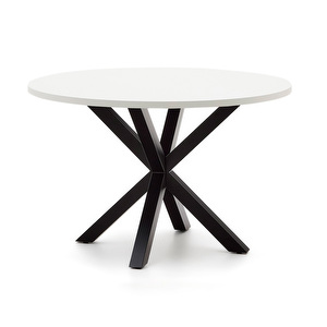 Argo-ruokapöytä, valkoinen melamiini / musta, ⌀ 120 cm Argo-ruokapöytä, valkoinen melamiini / musta, ⌀ 120 cm