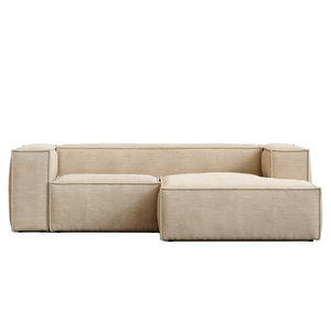 Blok-divaanisohva, luonnonvalkoinen vakosametti, L 240 cm / oikea