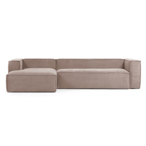 Blok-divaanisohva, vaaleanpunainen vakosametti, L 330 cm/vasen Blok-divaanisohva, vaaleanpunainen vakosametti, L 330 cm/vasen