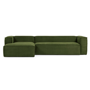 Blok-divaanisohva, vihreä vakosametti, L 330 cm/vasen Blok-divaanisohva, vihreä vakosametti, L 330 cm/vasen