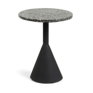 Delano-sivupöytä, musta terrazzo / musta, ⌀ 40 cm