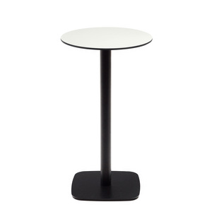 Dina-baaripöytä, valkoinen / musta, ⌀ 60 cm