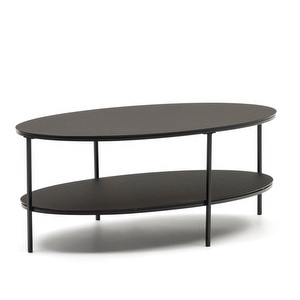 Fideia-sohvapöytä, musta lasi / metalli, 110 x 65 cm