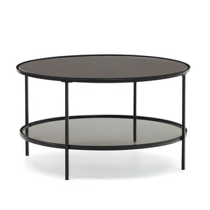 Gilda-sohvapöytä, musta lasi / metalli, ⌀ 80 cm