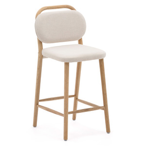 Helda-baarijakkara, beige chenille-kangas / tammi, K 65 cm