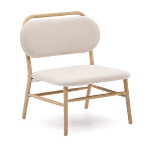 Helda-nojatuoli, beige chenille-kangas / tammi