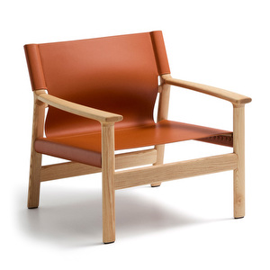 Jan-nojatuoli, vaaleanruskea kierrätysnahka / saarni