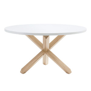 Lotus-ruokapöytä, valkoinen/tammi, ⌀ 135 cm