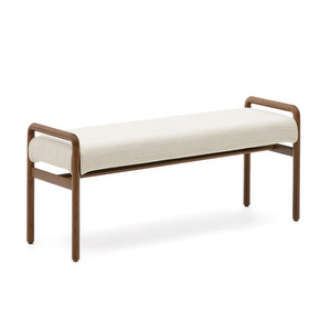 Macaret-penkki, beige chenille-kangas / pähkinä, L 120 cm