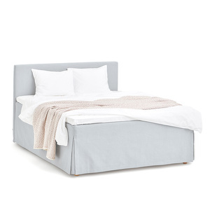 Aurea-sänky, 160 x 200 cm, Basic-pääty / Full-Skirt Caleido-kangas light grey