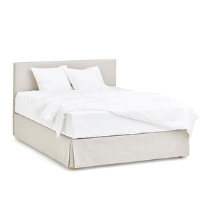 Aurea-sänky, 180 x 200 cm, Slim-pääty / Half-Skirt Caleido-kangas linen