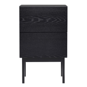 Laine Bedside Table, Black Ash / Black, H 65 cm Laine Bedside Table, Black Ash / Black, H 65 cm