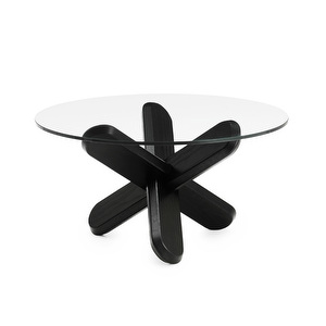 Ding-sohvapöytä, kirkas lasi / musta, ⌀ 75 cm