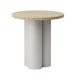 Dit-pöytä, sand/Travertine light, ø 40 cm