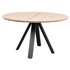 Carradale-ruokapöytä, valkoöljytty tammi/musta V-jalka, Ø 130 cm Carradale-ruokapöytä, valkoöljytty tammi/musta V-jalka, Ø 130 cm