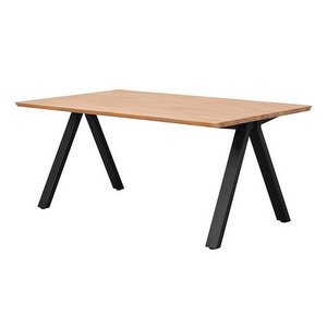Carradale -jatkettava ruokapöytä, tammi/musta V-jalka, 170 x 100 cm Carradale -jatkettava ruokapöytä, tammi/musta V-jalka, 170 x 100 cm