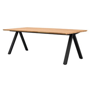Carradale -jatkettava ruokapöytä, tammi/musta V-jalka, 220 x 100 cm Carradale -jatkettava ruokapöytä, tammi/musta V-jalka, 220 x 100 cm