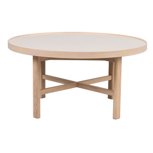 Marsden-sohvapöytä, valkolakattu tammi/beige keramiikka, Ø 90 cm Marsden-sohvapöytä, valkolakattu tammi/beige keramiikka, Ø 90 cm