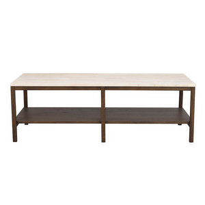Orwel-sohvapöytä, beige travertiini/ruskea tammi, 140 x 60 cm Orwel-sohvapöytä, beige travertiini/ruskea tammi, 140 x 60 cm