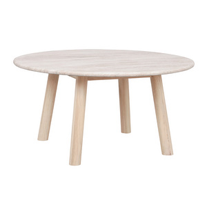 Taransay-sohvapöytä, valkolakattu tammi/beige travertiini, ⌀ 90 cm Taransay-sohvapöytä, valkolakattu tammi/beige travertiini, ⌀ 90 cm