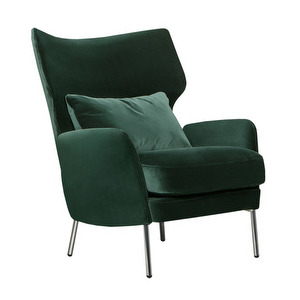 Alex Armchair, Lario Fabric 1402 Dark Green / Chrome