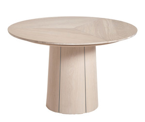 #33 -jatkettava ruokapöytä, valkoöljytty tammiviilu, ø 123/149 cm