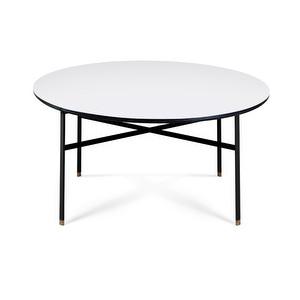 #243-sohvapöytä, valkoinen laminaatti / musta metalli, ⌀ 99 cm