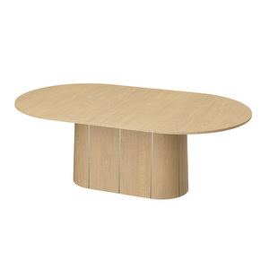 #115- jatkettava ruokapöytä, lakattu tammi, 123 x 210/280 cm