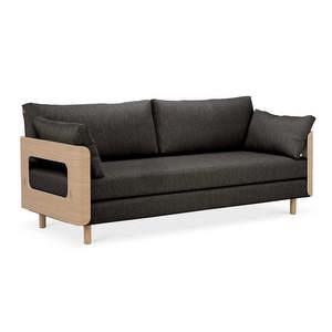 On2 Wood Sofa Bed, Diamonds Fabric 007 Dark Grey, W 202 cm On2 Wood Sofa Bed, Diamonds Fabric 007 Dark Grey, W 202 cm