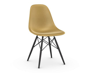 Eames DSW Fiberglass Chair, Ochre Light/Black Maple
