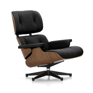 Eames Lounge -nojatuoli, Premium-nahka 66 nero / pähkinä