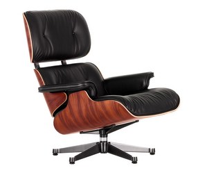 Eames Lounge -nojatuoli, palisanteri/musta Premium F -nahka Eames Lounge -nojatuoli, palisanteri/musta Premium F -nahka