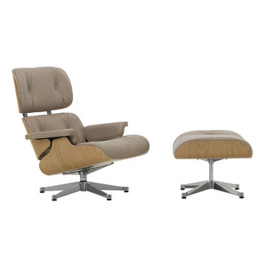 Eames Lounge -nojatuoli ja rahi, Premium-nahka 71 sand / kastanja
