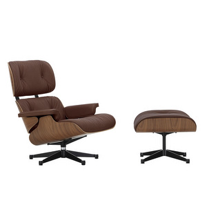 Eames Lounge -nojatuoli ja rahi, Premium-nahka 69 marron / pähkinä