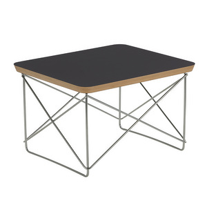 Eames Occasional Table LTR -sivupöytä, musta laminaatti / ruostumaton teräs