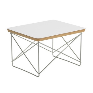 Eames Occasional Table LTR -sivupöytä, valkoinen laminaatti / ruostumaton teräs