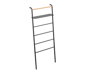 Tower Leaning Ladder Hanger with Shelf, Black