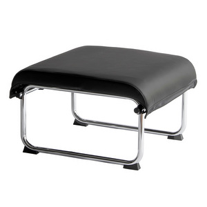 Remmi Footstool, Prestige Leather Black / Chrome